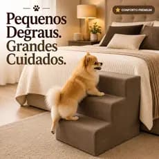 Escada Escadinha Pet 3 Degraus Cor Cappuccino Antiderrapante Cães e Gatos Envio Imediato Nota Fiscal