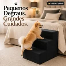 Envio Imediato Escada Escadinha Pet Cães e Gatos Antiderrapante Cor Preta Produto Premium Espuma D26