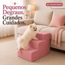 Escada Escadinha Pet Cães e Gatos Madeira Premium Cor Rosa