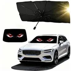 Altomex Parasol Automotivo Estampa Olhos Divertido Guarda Sol Veicular Reflete Calor Fácil Armazenar com Capa