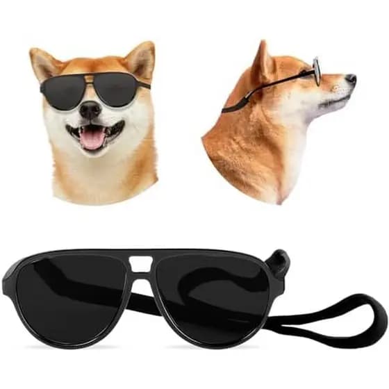 Óculos De Sol Para Cães Suprimentos Animais De Estimação De Raças Médias E Grandes Com Alça Ajustável Pretos Proteção UV