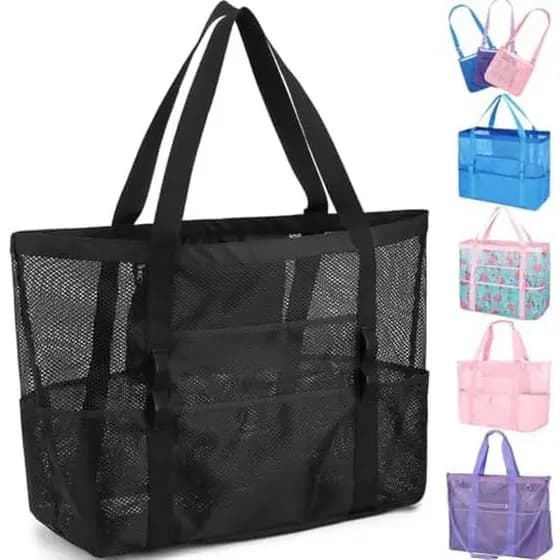 Bolsa De Praia De Malha Fammart Para Mulheres , Grande Piscina De Brinquedos Com Bolso Zíper , Essencial De Cruzeiro À P