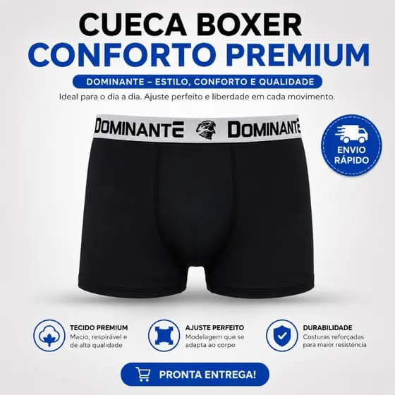 Conjunto 10 Cueca Boxer Masculina Algodão Dominante Microfibra Premium Confortável Alta Durabilidade