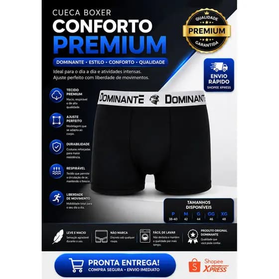 Conjunto com 10 Cuecas Mash Boxer box Modelo Tradicional em Cotton Algodao Original Masculina
