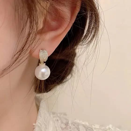 Brincos de Pérola de Luxo, Incrustados com Micro Zircônia Cúbica, Novas Joias para Casamentos e Festas OVSR