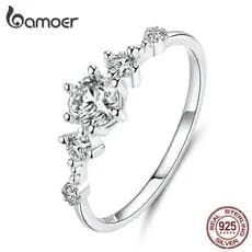 Anel de Noivado Brilhante Feminino em Prata 925 Bamoer SCR568 3U1D