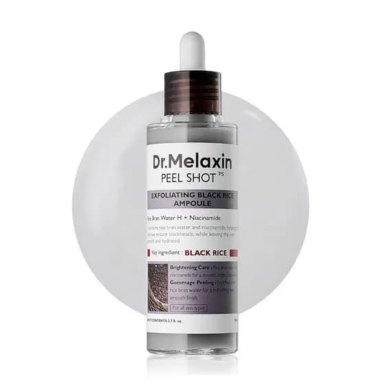 Dr.Melaxin Peel Shot Glow Ampola Esfoliante de Arroz Preto 80ml, removedor de pele morta, contém extrato de água de arro