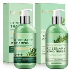 Conjunto de Shampoo e Condicionador Rosemary Hair: Enriquecido com Óleo de Tea Tree, Menta e Biotina - Limpa e Ajuda a F