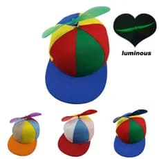 Boné divertido com hélices de helicóptero, chapéu de sol colorido com retalhos, boné de aba reta para crianças, JEPM