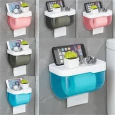 Suporte para Papel Higiênico Sem Perfurações, Prateleira Impermeável, Tecido, Caixa de Papel Higiênico