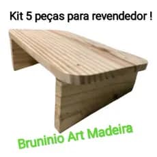 KIT 5 peças, Descanso, apoio de pés para manicure o escritório. Pinus crú