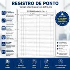 Livro Controle Ponto Trabalho Registro Frequencia Folhas Escritório Gestão Funcionario