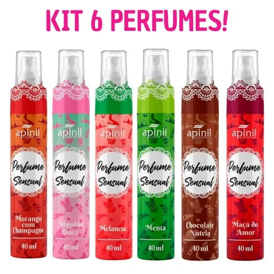 Kit 6 Perfume Íntimo Feminino 40ml Fragrâncias Sortidas