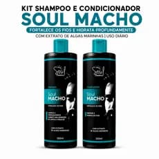 Kit Shampoo e Condicionador Soul Macho 300ml Fortalece os Fios Hidratação Masculina com Extrato de Algas Marinhas