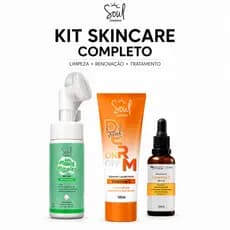 Kit Skincare Facial Completo Mousse Micelar Soul Skin Derm On Off Vitamina C Sérum Facial Limpeza Renovação e Hidratação