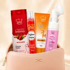 Kit Skincare Higiene Íntima Completo Sabonete Facial Vitamina C Mousse Micelar Escova Facial Perfume Corporal