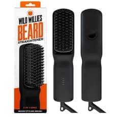 Alisador de Barba Wild Willies para Homens - 3 Configurações de Temperatura, Escova de Barba Aquecida de Cerâmica de Tur