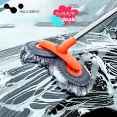 Mop de lavagem de carros LEIBOO, equipado com cabo de 43 polegadas de comprimento e cabeça de escova rotativa de 360 gra