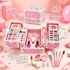 Maleta De Maquiagem Infantil Lavável,Brinquedo Seguro Para Meninas-60Peças