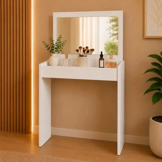 * OFERTA * Penteadeira Com Espelho Branca Moderna Escrivaninha Multiuso Para Mesa de Maquiagem