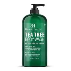 Gel de Banho Botanic Hearth Tea Tree - 16 fl oz - Antifúngico e Controlador de Odor 100% Natural para Acne, Pé de Atleta