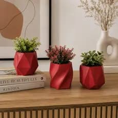 Kit 3 Vasinhos Decorativos Geométricos para Flores e Arranjos Artificiais Decoração Moderna para Sala Escritório Quarto