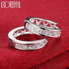 Brincos de Prata Esterlina 925 DOTEFFIL com Zircônia AAA Redonda, Acessórios Elegantes para Festas Femininas HRMW