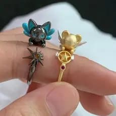 Anéis de Casal Magic Girl Kubes, Personagens de Desenhos Animados, Anéis Abertos Ajustáveis, Presentes de Joias de Moda