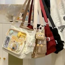 LONTIME Ita Bag, bolsa de ombro Lolita de grande capacidade em PU, bolsa de compras criativa Harajuku JK Y2K.   RZVM