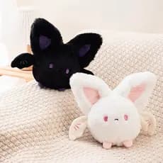 JAMXUN Brinquedo de Pelúcia Esférico de 20cm, Boneco de Pelúcia Diabo, Boneco de Fada Anjo Rosa e Branco UUV4 4TJD