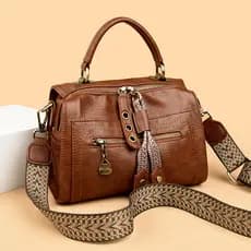 França MKDN bolsa de couro genuíno este ano novo Casual couro macio travesseiro saco ombro mensageiro feminino
