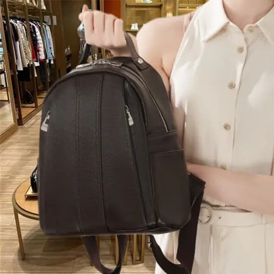 Francês MKDN mochila de couro novo estilo na moda All-Match senhoras mochila grande capacidade saco de couro macio