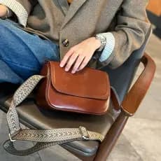 França MKDN bolsa feminina este ano novo estilo de couro genuíno pequeno quadrado saco All-Match moda saco do mensageiro