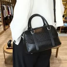 França MKDN bolsa feminina de couro genuíno Boston bolsa feminina Casual All-Match portátil bolsa mensageiro de ombro