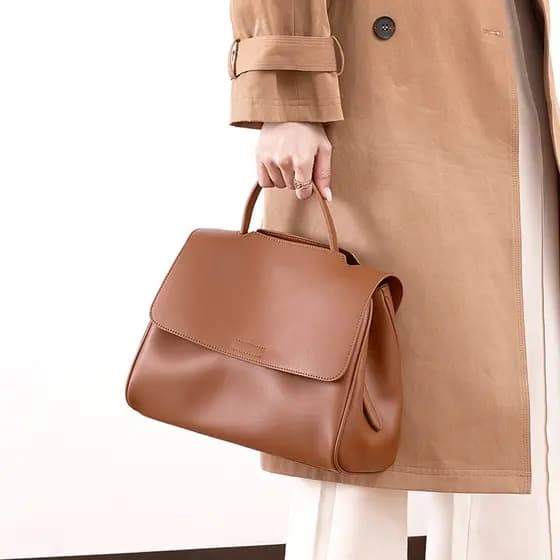 Francês MKDN saco feminino 2026 novo estilo moda All-Match sacola de couro genuíno de um ombro Diagonal bolsa feminina