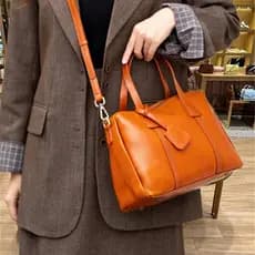 Francês MKDN couro genuíno travesseiro saco novo estilo outono inverno Retro Commuter saco grande capacidade Cross-corpo