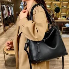 Francês MKDN bolsa Tote de couro genuíno novo estilo moda High-End bolsa feminina simples All-Match axilas saco feminino