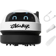 Aspirador de Pó de Mesa, Design de Robô, Recarregável por USB, Sem Fio, Mini Aspirador com Ajuste de 3 Velocidades, Disp