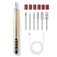 Lixa de Unhas Recarregável em Forma de Caneta para Iniciantes: Lixa Elétrica Sem Fio com 25.000 RPM, Display LED de 5 Ve