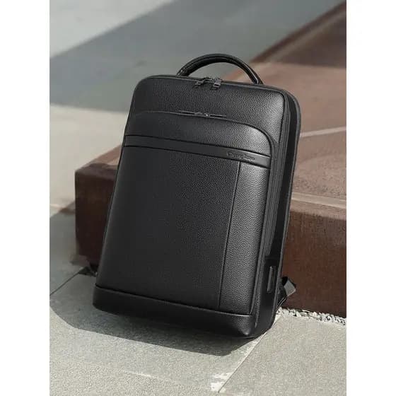 Bolsa masculina de couro genuíno estilo empresarial mochila masculina primeira camada de couro 16 polegadas bolsa para c