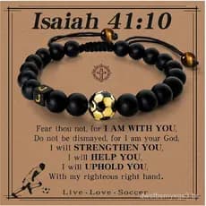 [Revestido em Ouro 18K] Pulseira com Inicial de Futebol para Meninos Adolescentes e Homens, Pulseira Esportiva de Futebo