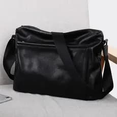 Bolsa mensageiro masculina de couro genuíno, novo estilo, bolsa de ombro de grande capacidade, Casual, computador de neg