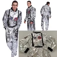 Fantasia de Astronauta Prateada para Adultos, Unissex, Traje Espacial, Macacão da NASA, Cosplay de Halloween WSJZ