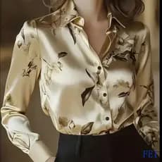 Camisas Elegantes com Poás para Todas as Estações L9F para Mulheres, Blusas Casuais de Manga Longa 5XBE NOMN