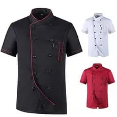 Camiseta de Chef de Manga Curta Respirável para o Verão, Uniforme Profissional de Cozinha, Roupa de Trabalho B 63PC