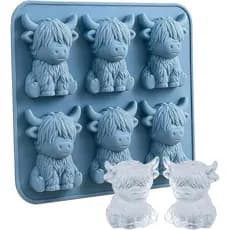 Forma de Gelo Mini Vaca Highland, Forma de Gelo com 6 Compartimentos, Presente Fofo de Vaca Highland, Forma de Gelo, Mol