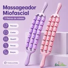 Bastão massagem corporal liberação miofascial--três fileiras de rolos