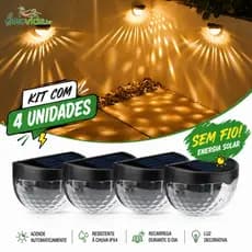 4 Peças Lampada Solar À Prova D'água Para Decoração De Jardins - Luminaria Para Parede e Escada