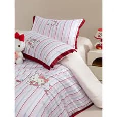 2026 novo estilo genuíno hellokitty algodão de fibra longa conjunto de quatro peças puro algodão listrado cama quatro es