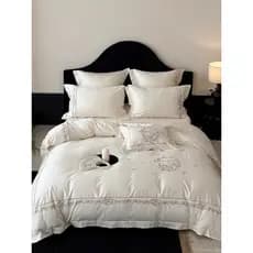 2026 novo estilo de algodão leve luxo bordado conjunto de quatro peças francês High-End tipo lençol de algodão puro cama